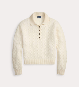 Polo Ralph Lauren Beige trui van wol en kasjmier met polokraag