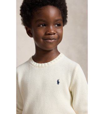 Polo Ralph Lauren Jersey unissex de algodão com gola redonda branco creme