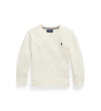 Polo Ralph Lauren Jersey unissex de algodão com gola redonda branco creme