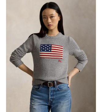 Polo Ralph Lauren Siv bombažni pulover z okroglim izrezom