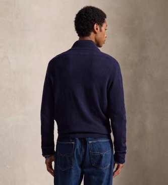 Polo Ralph Lauren Maglione di lana con cerniera corta blu navy