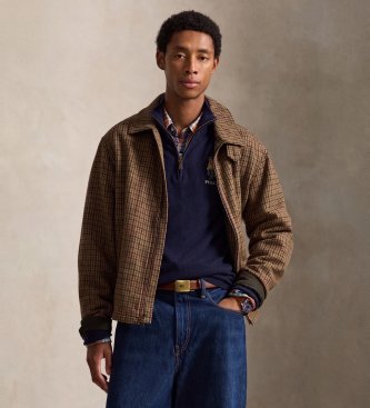 Polo Ralph Lauren Maglione di lana con cerniera corta blu navy
