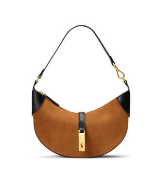 Polo Ralph Lauren Mini sac à bandoulière Polo ID en daim marron