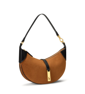 Polo Ralph Lauren Mini sac à bandoulière Polo ID en daim marron