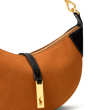 Polo Ralph Lauren Mini sac à bandoulière Polo ID en daim marron