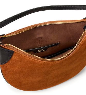 Polo Ralph Lauren Mini sac à bandoulière Polo ID en daim marron