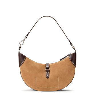 Polo Ralph Lauren Mini sac à bandoulière Shoulder Polo ID en daim marron clair