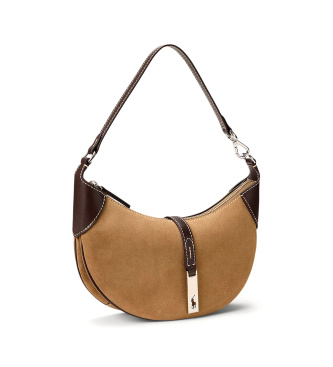 Polo Ralph Lauren Mini sac à bandoulière Shoulder Polo ID en daim marron clair