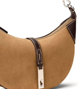 Polo Ralph Lauren Mini sac à bandoulière Shoulder Polo ID en daim marron clair