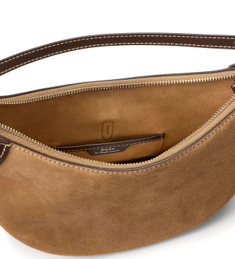 Polo Ralph Lauren Mini sac à bandoulière Shoulder Polo ID en daim marron clair