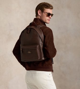 Polo Ralph Lauren Mochila em pele granulada castanha