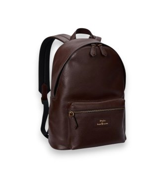 Polo Ralph Lauren Mochila em pele granulada castanha