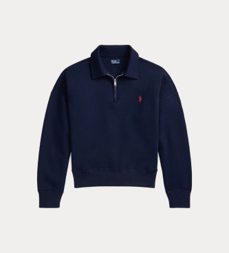 Polo Ralph Lauren Tecido polar com fecho de correr de um quarto, azul-marinho