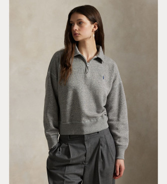 Polo Ralph Lauren Graues Sweatshirt mit Reiverschluss