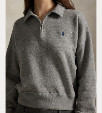 Polo Ralph Lauren Graues Sweatshirt mit Reiverschluss