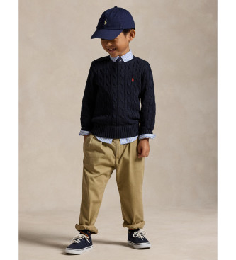 Polo Ralph Lauren Pull en coton marine tricot en cru