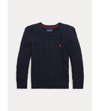 Polo Ralph Lauren Pull en coton marine tricot en cru