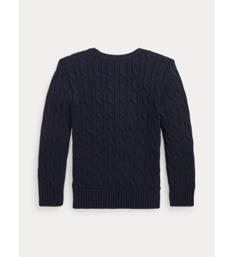 Polo Ralph Lauren Pull en coton marine tricot en cru