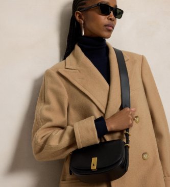 Polo Ralph Lauren Bolsa de couro Saddle preta