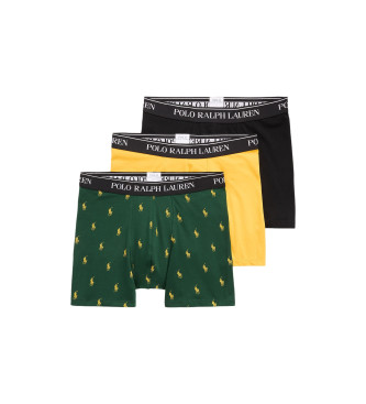 Polo Ralph Lauren Confezione da 3 Boxer in cotone verde, giallo, nero