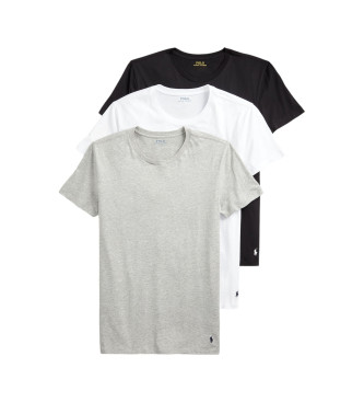 Polo Ralph Lauren Pack 3 camisetas Crew blanco, gris, negro