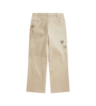 Polo Ralph Lauren Calça Whitman bordada Relaxed Fit bege