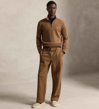 Polo Ralph Lauren Spodnie ze sznurówkami, dzianina dwustronna, brązowe