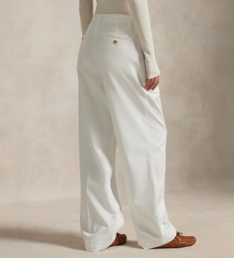 Polo Ralph Lauren Calça relaxada de algodão com pregas branco sujo