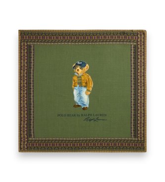 Polo Ralph Lauren Foulard carré en laine avec un ours Polo Bear vert