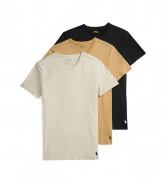 Polo Ralph Lauren Frpackning med 3 t-shirts med rund halsringning - vit, brun, svart