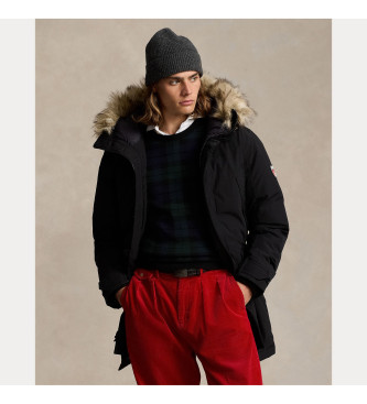 Polo Ralph Lauren Parka puchowa ze sztucznym futrem, czarna