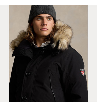 Polo Ralph Lauren Parka puchowa ze sztucznym futrem, czarna