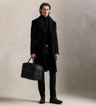 Polo Ralph Lauren Sac de voyage en cuir grainé noir