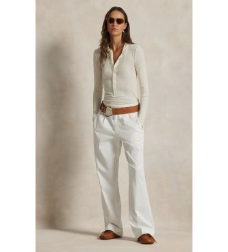 Polo Ralph Lauren Pantalone relaxed in cotone con pinces bianco sporco