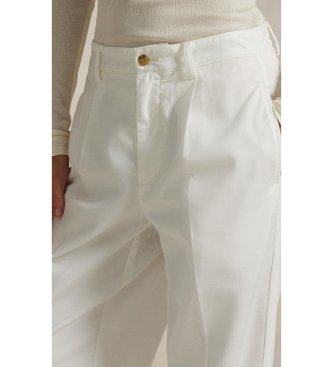 Polo Ralph Lauren Pantalone relaxed in cotone con pinces bianco sporco