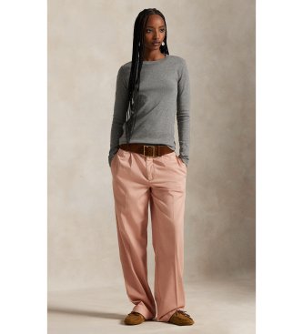 Polo Ralph Lauren Relaxed cotton trousers with coral pink darts