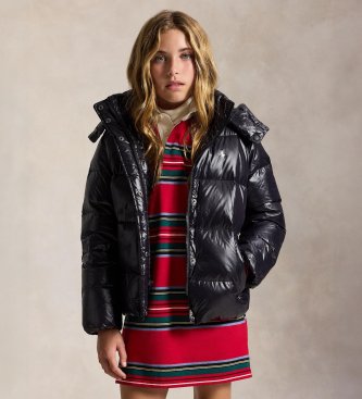 Polo Ralph Lauren Piumino da bambina con brillantini e cavallo ricamato