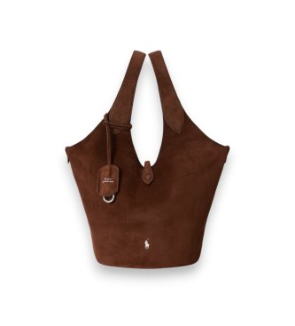 Polo Ralph Lauren Torba tote Polo Play z brązowego zamszu