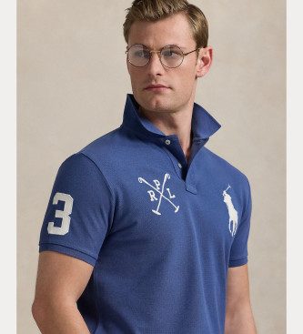 Polo Ralph Lauren Polo Slim Fit personalizado com pnei grande azul