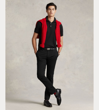 Polo Ralph Lauren Custom Slim Fit poloshirt i bld bomuld, sort