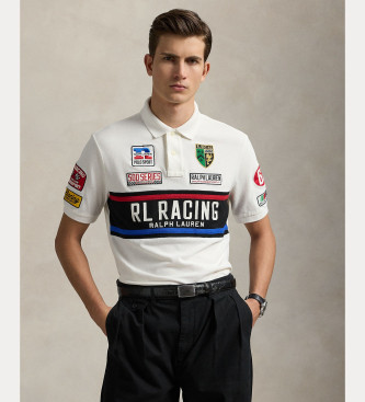 Polo Ralph Lauren Custom Slim Fit weies Pique-Poloshirt