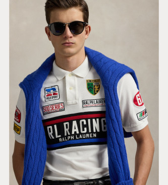 Polo Ralph Lauren Custom Slim Fit weies Pique-Poloshirt