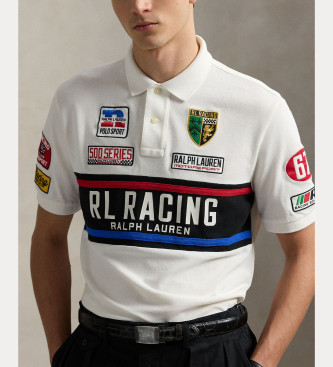 Polo Ralph Lauren Custom Slim Fit weies Pique-Poloshirt