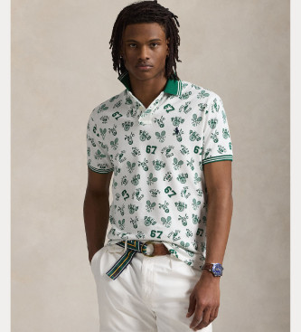 Polo Ralph Lauren Plo de malha estampado branco, verde