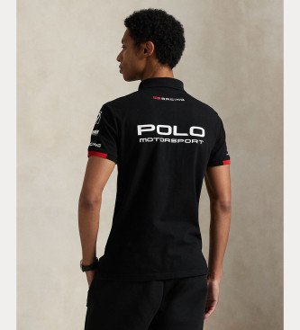 Polo Ralph Lauren Polo nera in piqu elasticizzato slim fit personalizzata