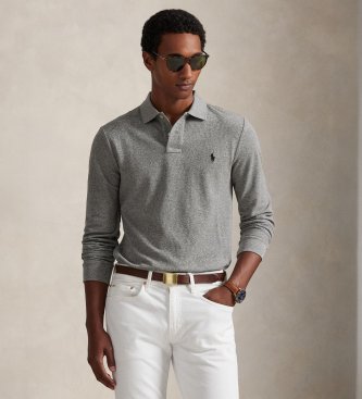 Polo Ralph Lauren Polo in piqué a maniche lunghe slim fit grigia