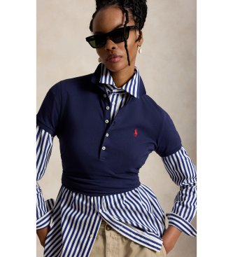 Polo Ralph Lauren Slim Fit Stretch polo majica v mornarski modri barvi