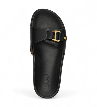 Polo Ralph Lauren Tasha Flip Flop Leren Sandalen zwart