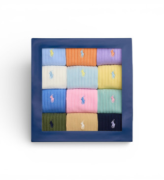 Polo Ralph Lauren Lot de 12 paires de chaussettes cadeaux multicolores