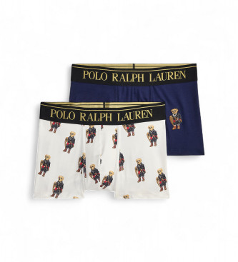 Polo Ralph Lauren Set van 2 katoenen boxershorts met marine-elastiek, wit